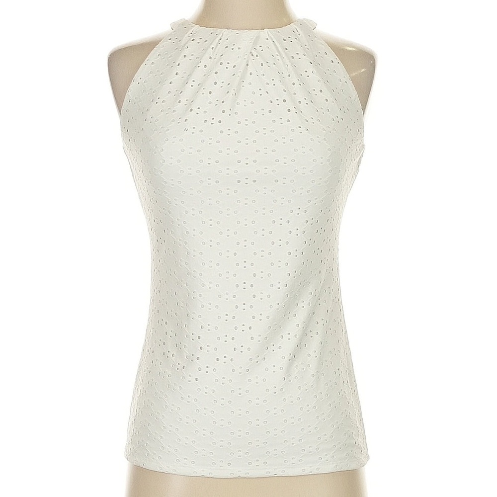 White House Black Market White Eyelet Sleeveless Top